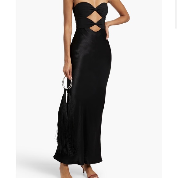 Bec & Bridge Dresses & Skirts - Bec & Bridge Black Strapless Cutout Satin Gown